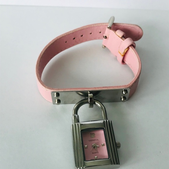 GENEVA PINK LOCK LOCKET DESIGNER KELLY WATCH LOVE - Picture 4 of 6